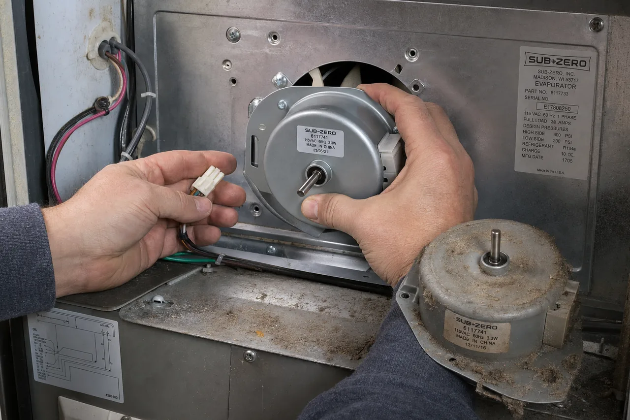 Close-up of an OEM appliance part replacement
